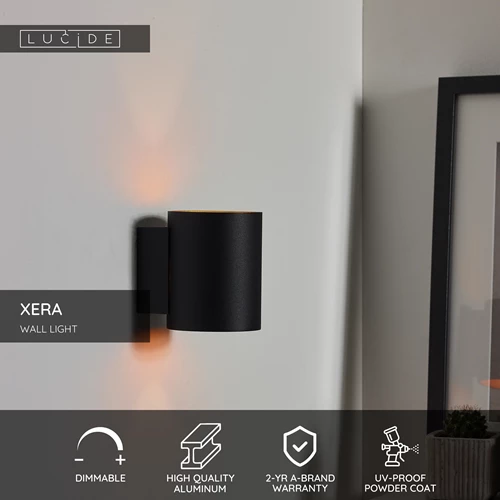 Lucide XERA - Wall light - Ø 8 cm - 1xG9 - Black - USP
